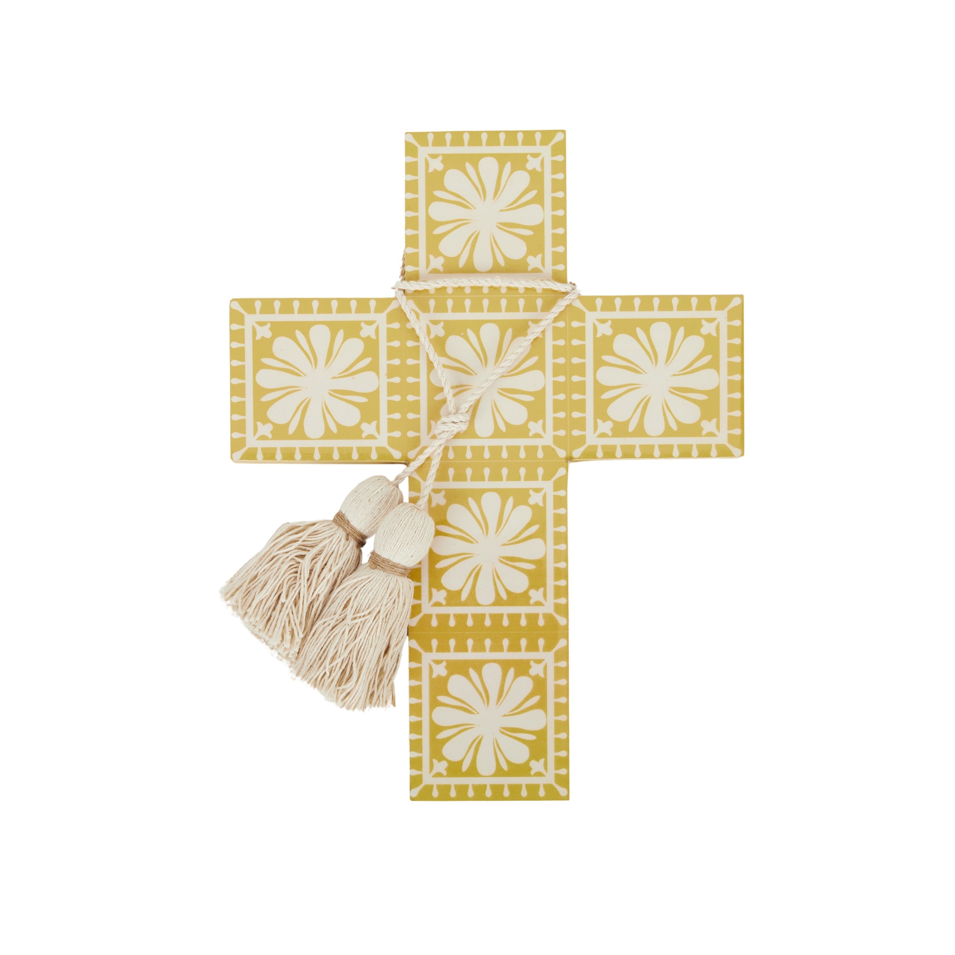 Sophia Wood/Enamel Cross 20x26cm Honey-Wall Decor-Coast To Coast Home-The Bay Room