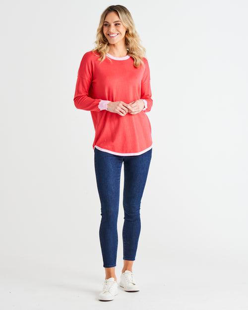 Sophie Knit Jumper - Pink Tipping-Knitwear & Jumpers-Betty Basics-The Bay Room