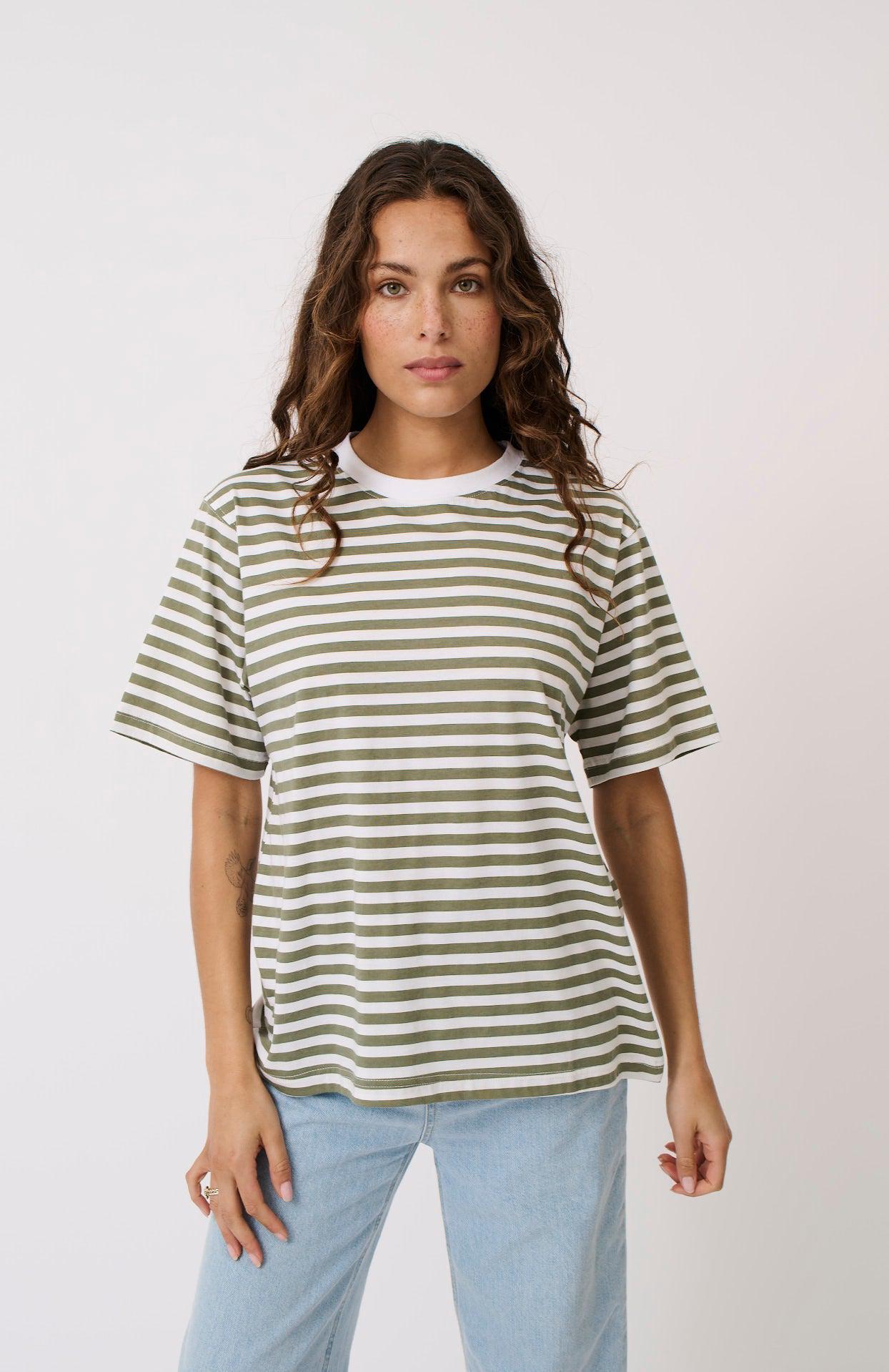 Sophie Tee - Palm Stripe-Tops-Cartel & Willow-The Bay Room