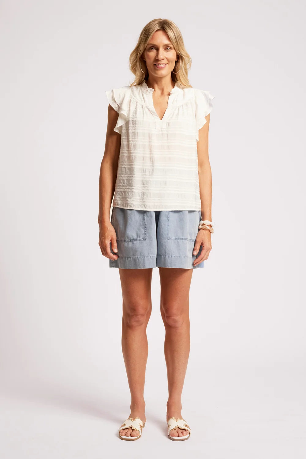 Sovana Frill Tank - White-Tops-Eb & Ive-The Bay Room