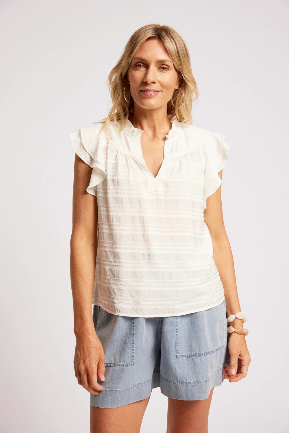 Sovana Frill Tank - White-Tops-Eb & Ive-The Bay Room