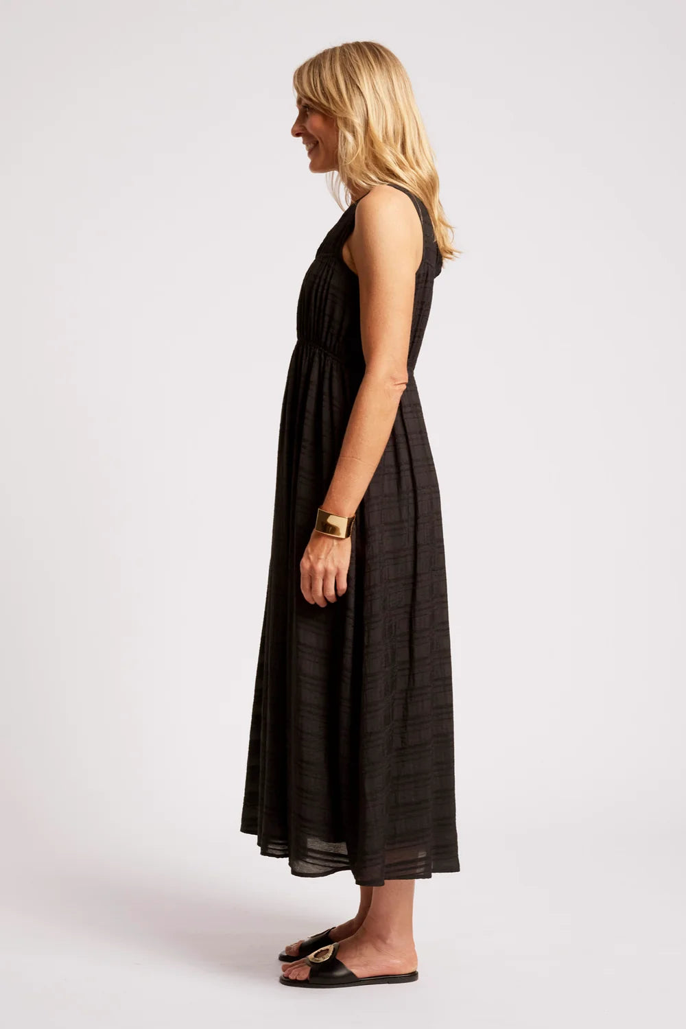 Sovana Ruched Maxi Dress - Black-Dresses-Eb & Ive-The Bay Room