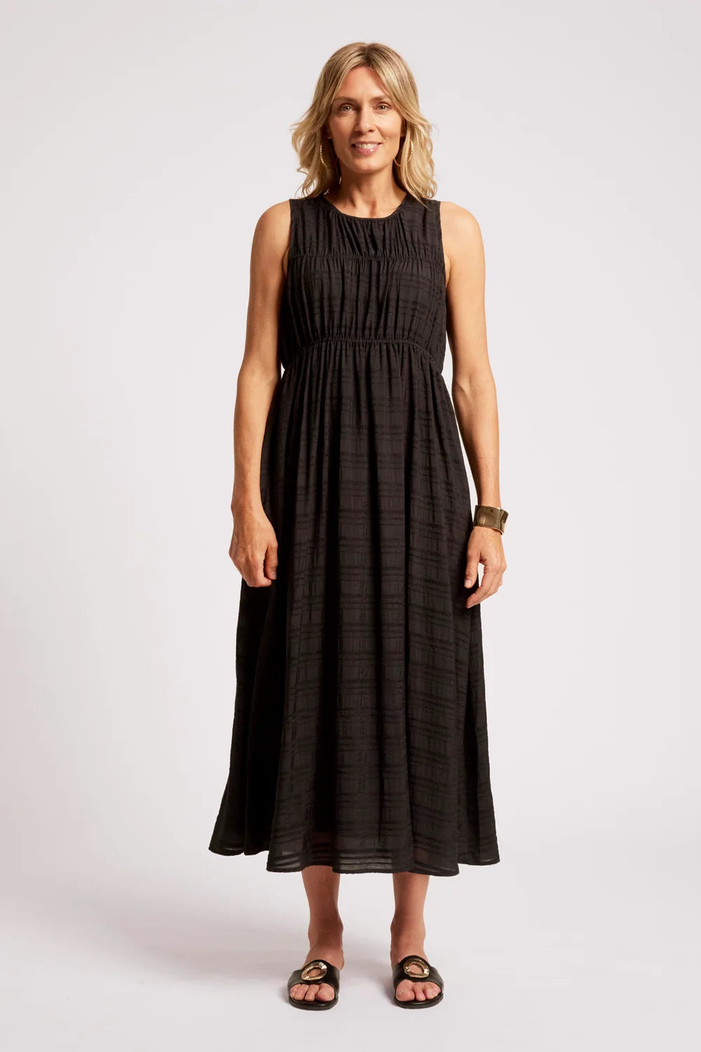 Sovana Ruched Maxi Dress - Black-Dresses-Eb & Ive-The Bay Room