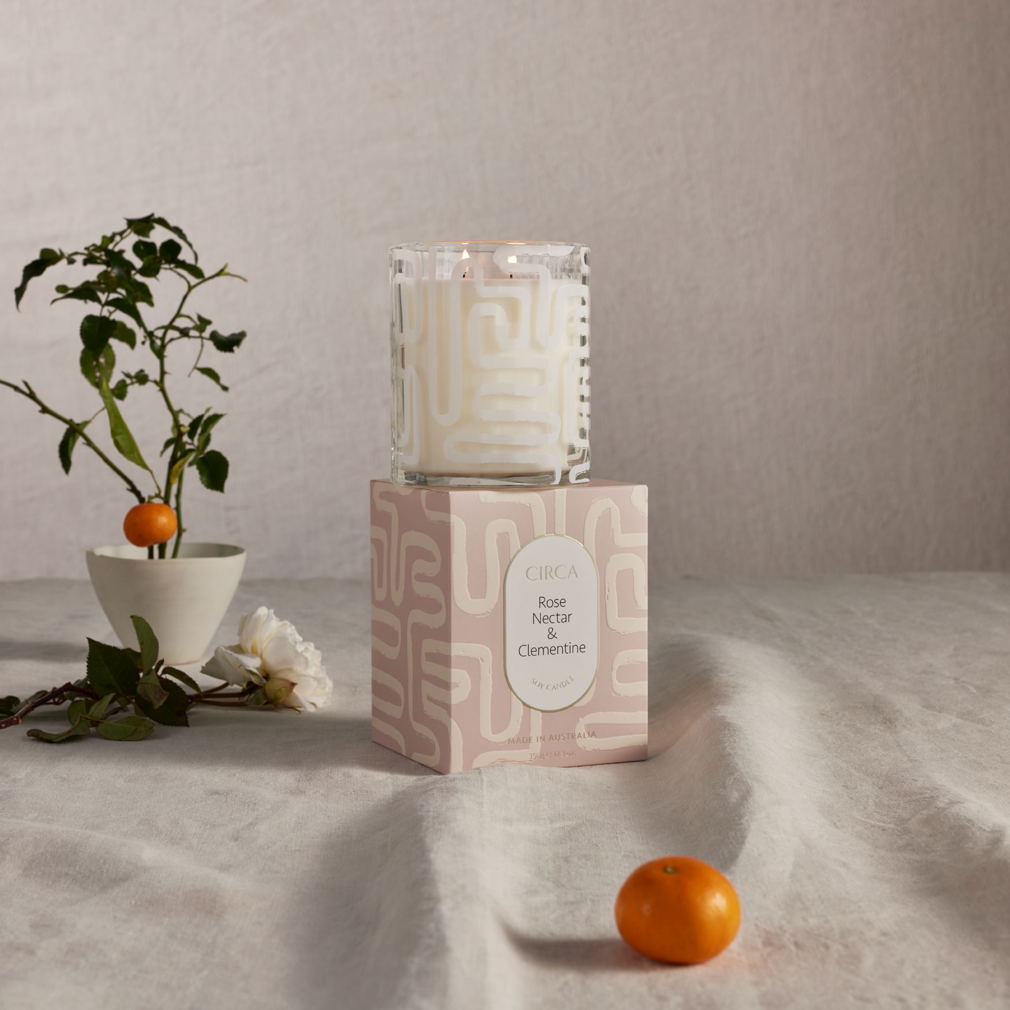 Soy Candle 350g - Rose Nectar & Clementine-Candles & Fragrance-Circa-The Bay Room