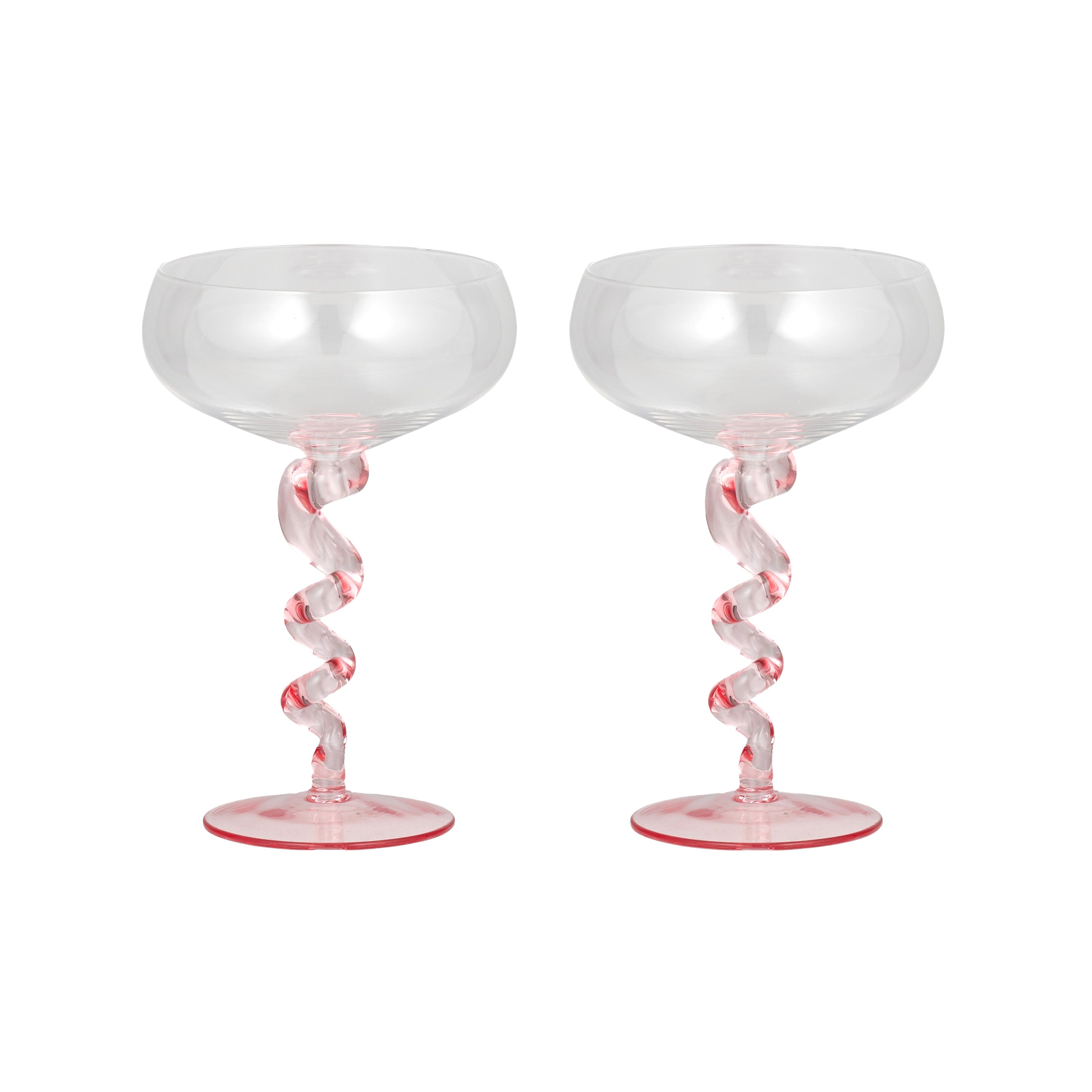 Spirale Set/2 Glass Coupe Pink-Dining & Entertaining-Coast To Coast Home-The Bay Room