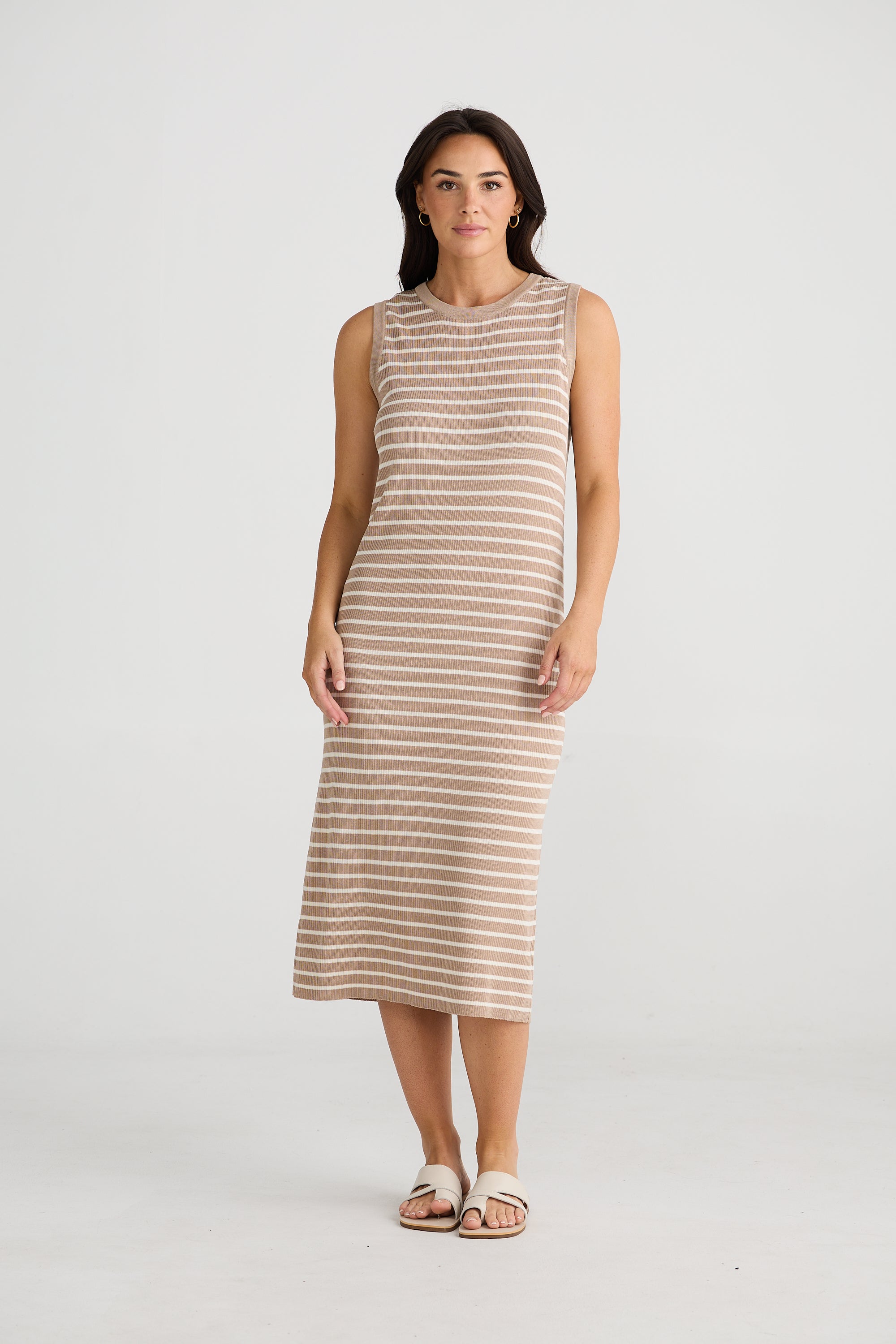 Squad Dress - Taupe with Ecru Stripe-General-Brave & True-The Bay Room