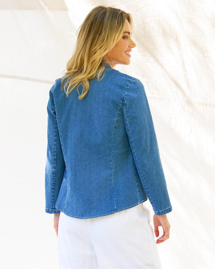 Stacey Denim Military Jacket - Vintage Blue-Jackets, Coats & Vests-Betty Basics-The Bay Room