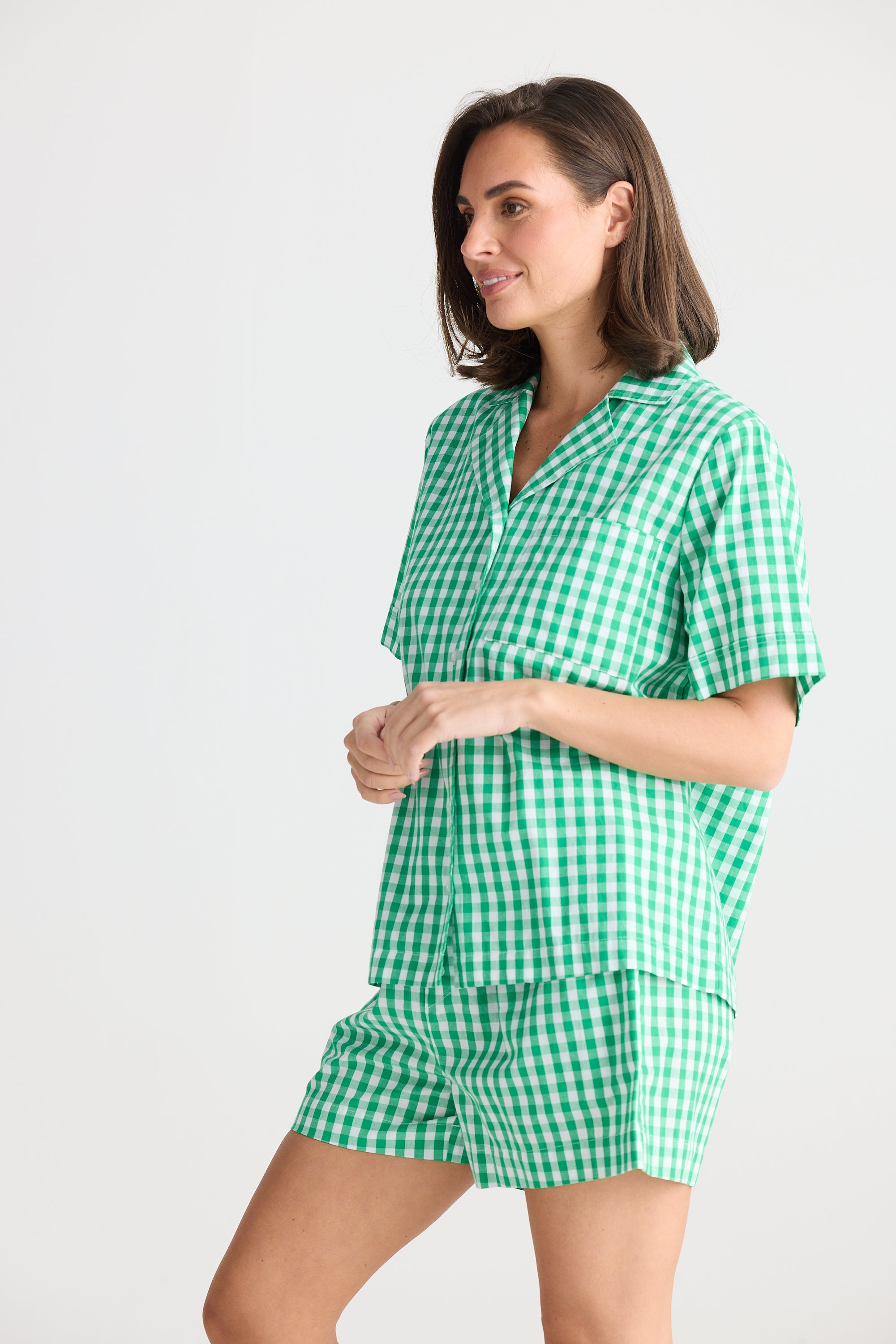 Stay In Bed Pyjama Set - Green Check-Sleepwear & Robes-Holiday-The Bay Room