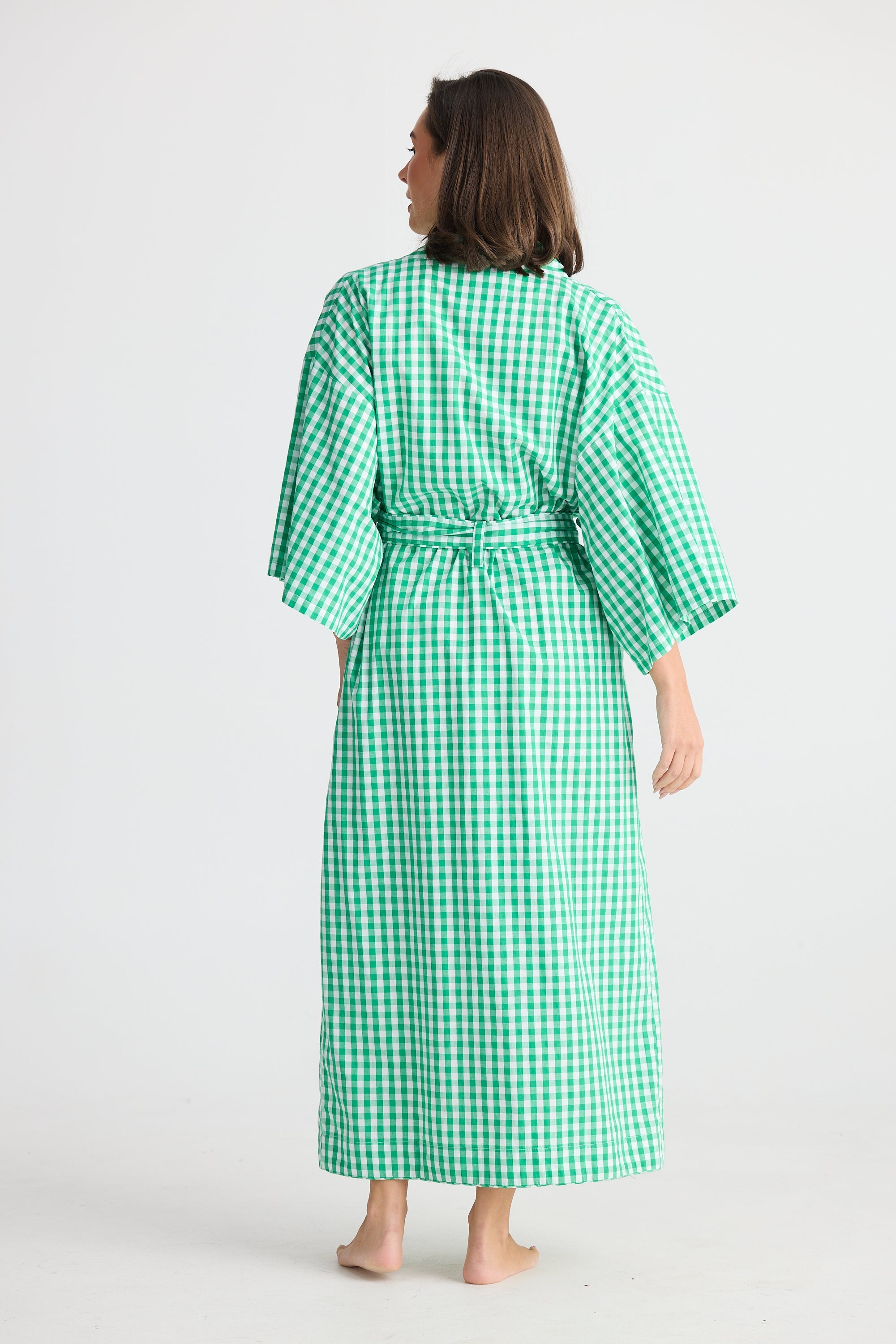 Stay In Bed Robe - Green Check-Sleepwear & Robes-Holiday-The Bay Room