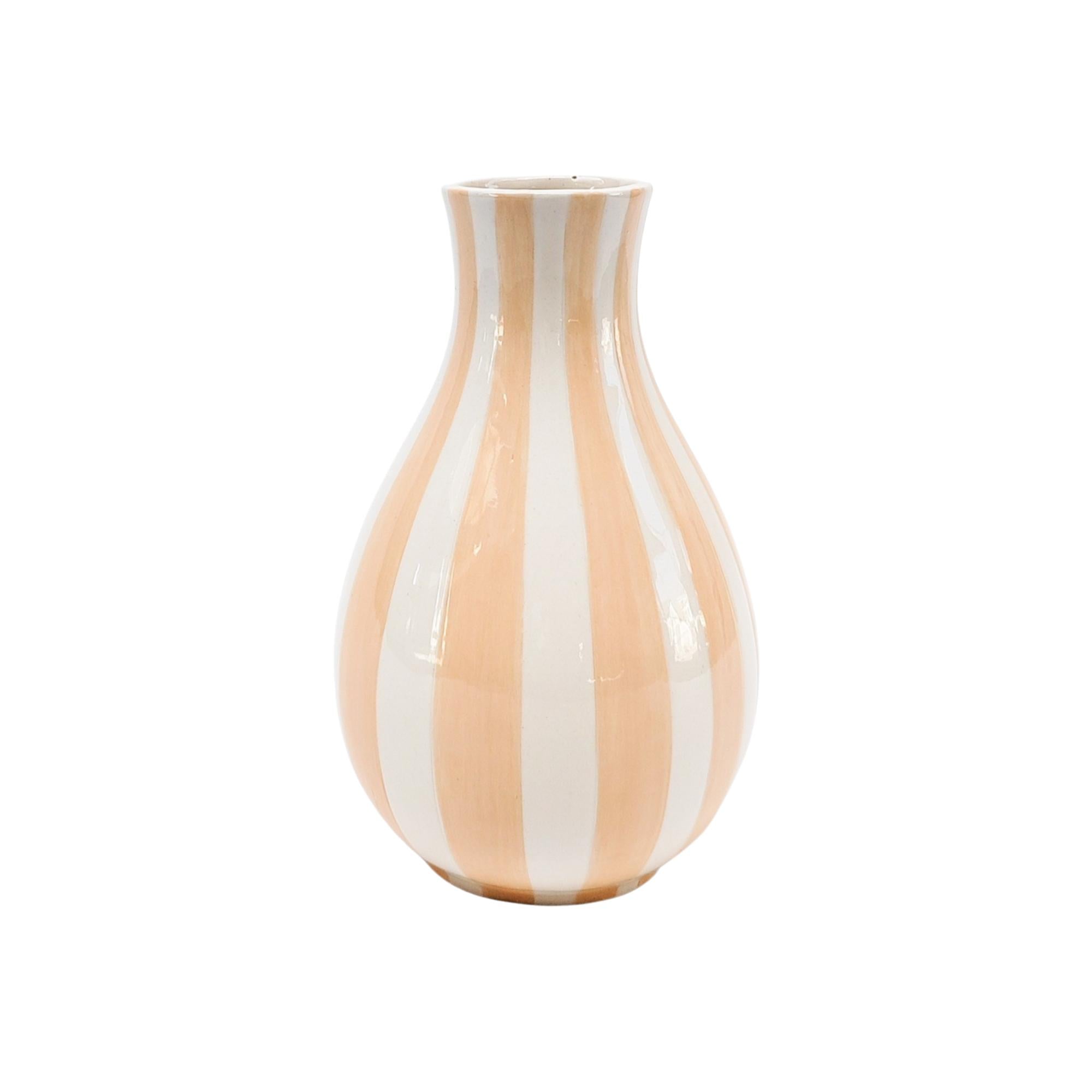 Stripe Vase Peach 18cm-Pots, Planters & Vases-Urban Products-The Bay Room