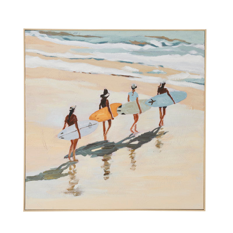 Surfers Natural Frame Oil Painting 80x80cm-Wall Decor-Coast To Coast Home-The Bay Room
