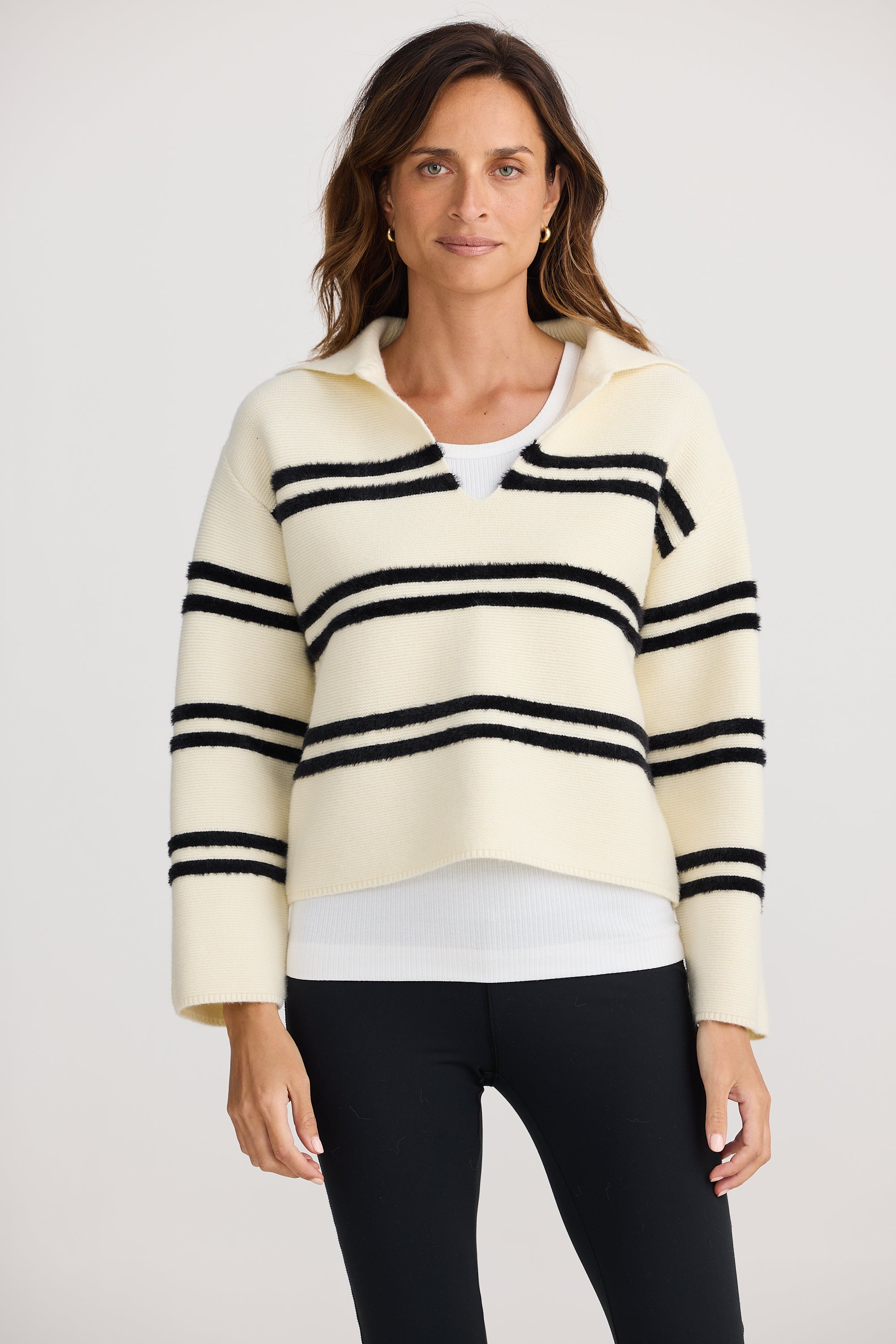 Survey Knit - Off White Stripe-Knitwear & Jumpers-Home Love-The Bay Room