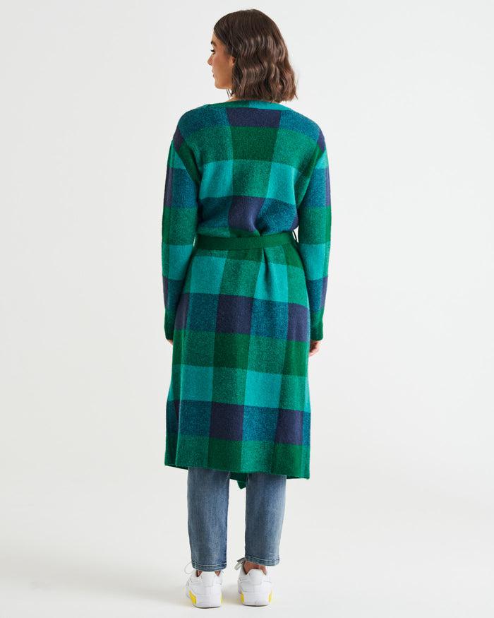 Swift Cardigan - Green/Blue Check-Knitwear & Jumpers-Betty Basics-The Bay Room
