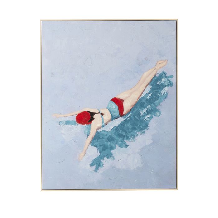 Swimmer Natural Frame oil Painting 80x100cm-Wall Decor-Coast To Coast Home-The Bay Room