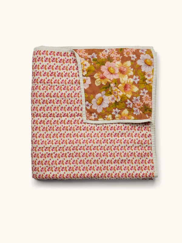 Buttercup Rust/Petite Madeline Pink Quilted Throw
