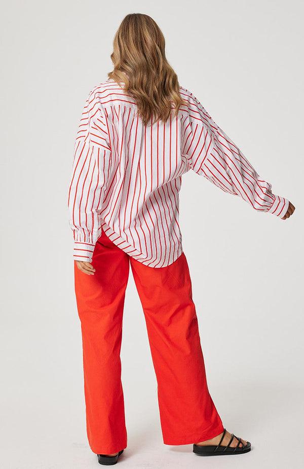 Tammy Shirt - Campari Stripe-Tops-Cartel & Willow-The Bay Room