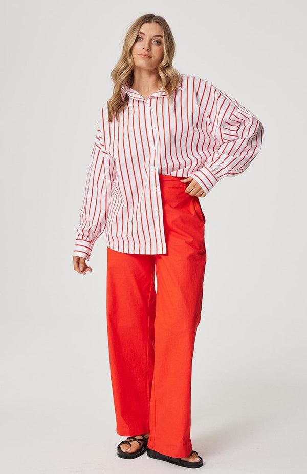 Tammy Shirt - Campari Stripe-Tops-Cartel & Willow-The Bay Room