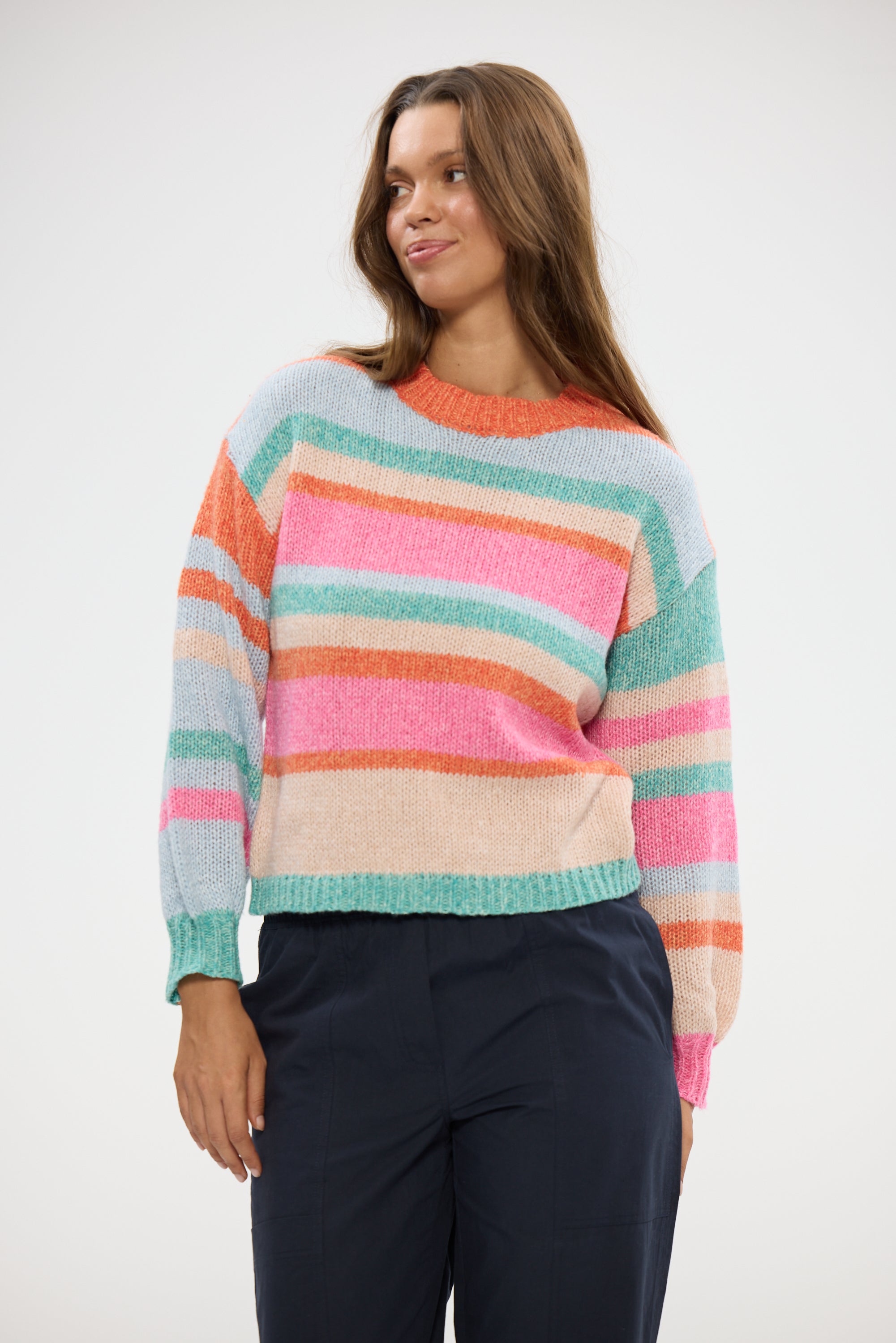 Tarn Knit - Pink Multi Stripe-Knitwear & Jumpers-Holiday-The Bay Room