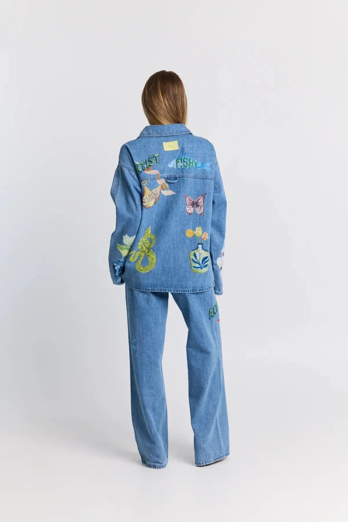 Tattoo Denim Shacket-Jackets, Coats & Vests-Maku Studios-The Bay Room