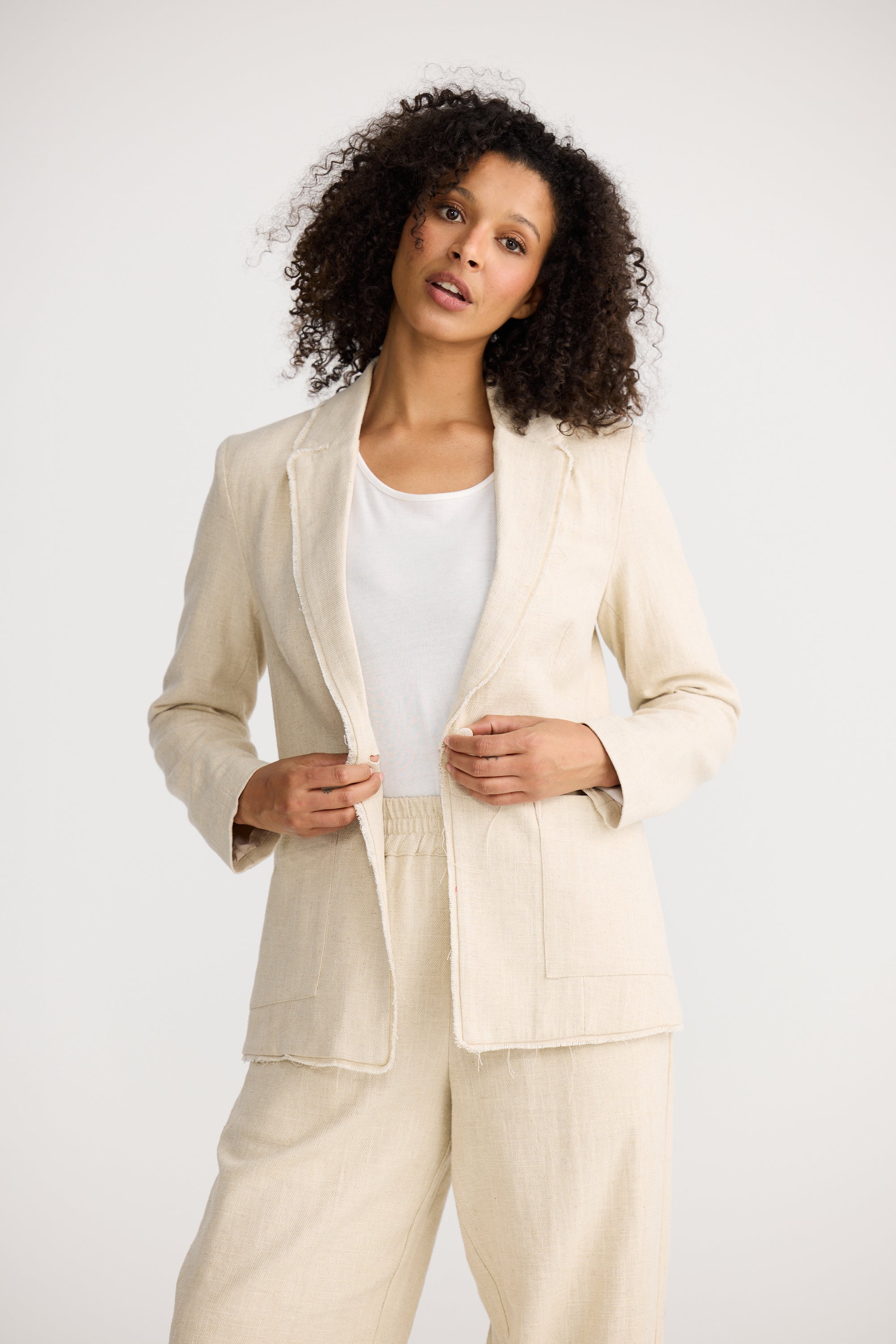 Tavira Blazer - Natural-Jackets, Coats & Vests-The Shanty Corporation-The Bay Room