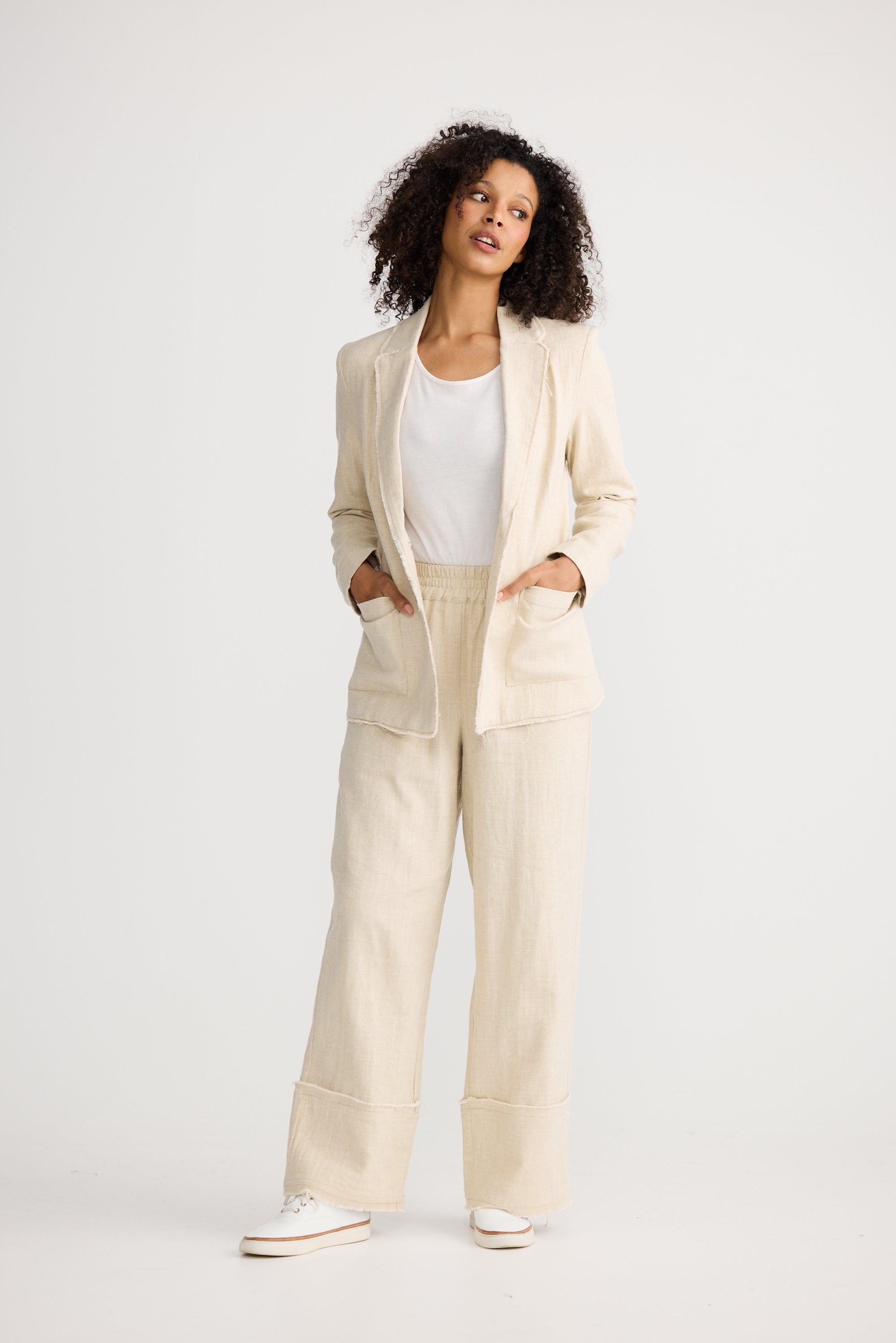 Tavira Blazer - Natural-Jackets, Coats & Vests-The Shanty Corporation-The Bay Room
