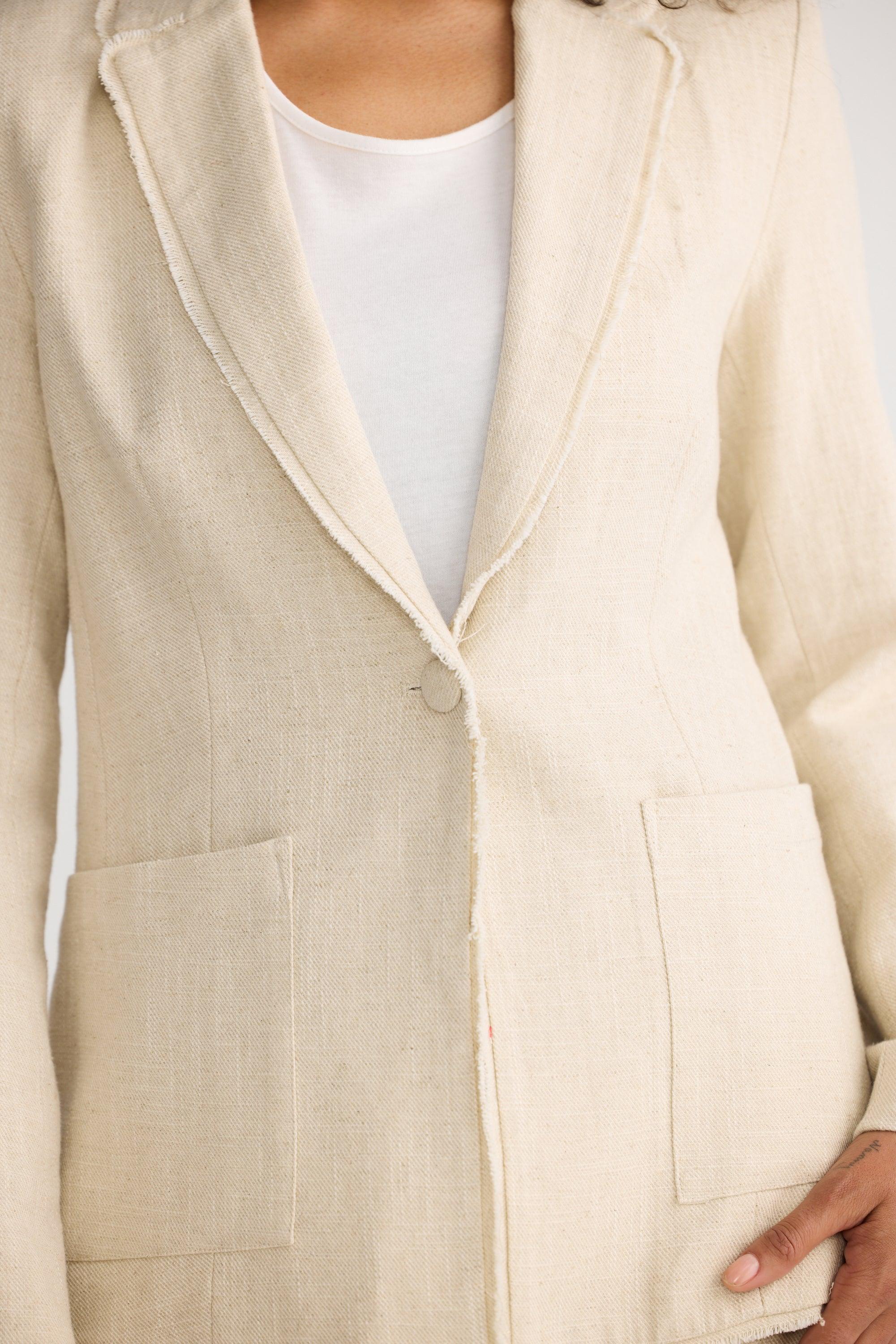Tavira Blazer - Natural-Jackets, Coats & Vests-The Shanty Corporation-The Bay Room