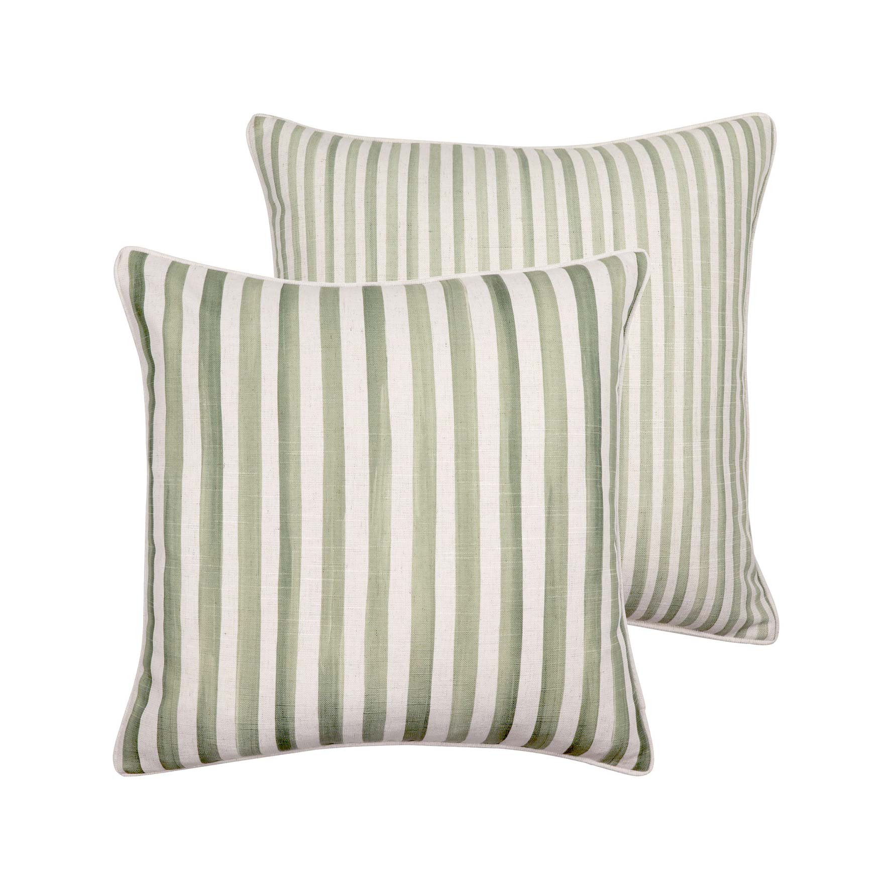 Taylor Green Painted Stripe Cushion 55x55cm-Soft Furnishings-Madras Link-The Bay Room