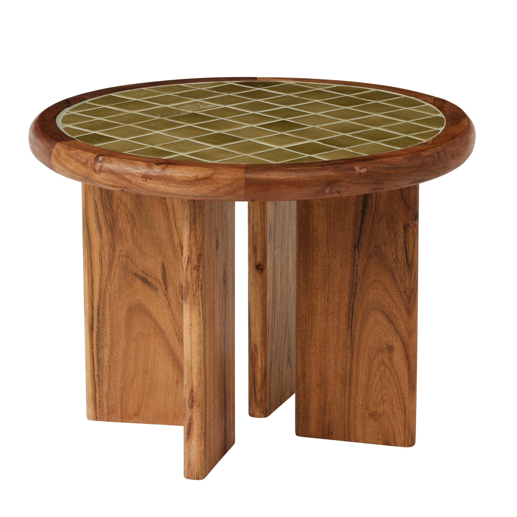 Tegola Tile/Wood Side Table 50x40cm Green-Furniture-Coast To Coast Home-The Bay Room