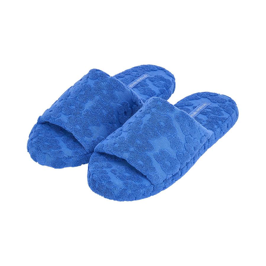 Terry Slide Slippers - Flower Blue-Sleepwear & Robes-Annabel Trends-The Bay Room