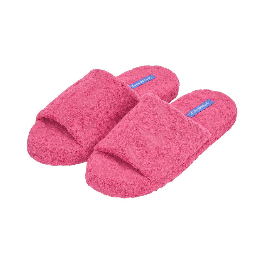 Terry Slide Slippers - Flower Pink-Sleepwear & Robes-Annabel Trends-The Bay Room