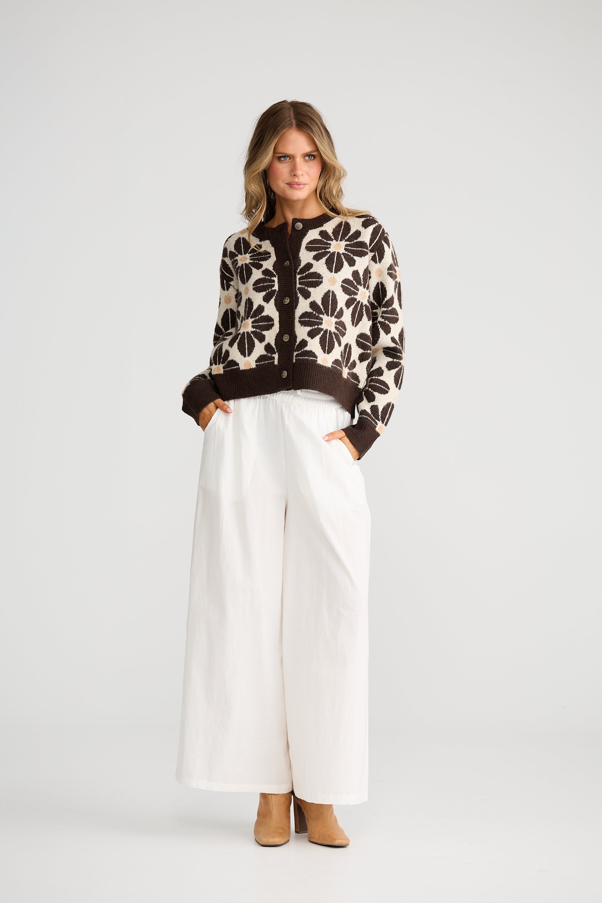 Tesselate Cardi - Cocoa Bloom-Knitwear & Jumpers-Talisman-The Bay Room