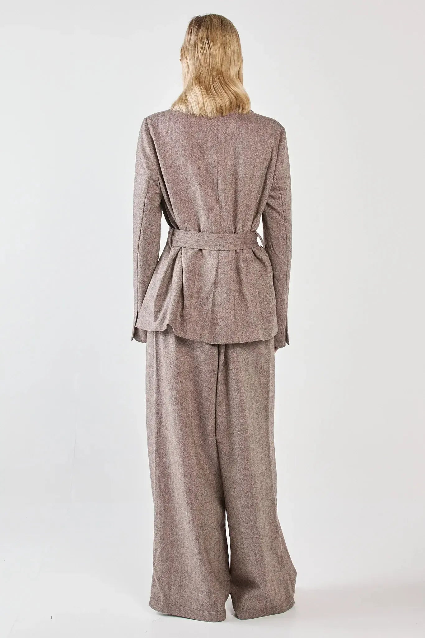 Thalia Belted Blazer - Chocolate Birdseye-Jackets , Coats & Vests-SASS-The Bay Room