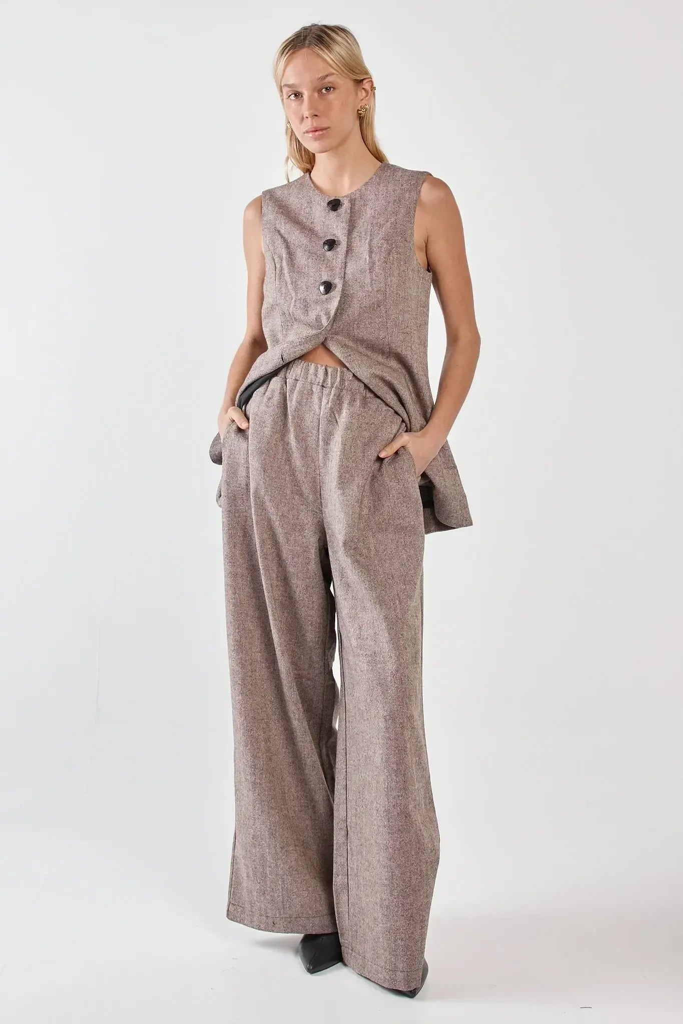 Thalia Pull On Pant - Chocolate Birdseye-Pants-SASS-The Bay Room