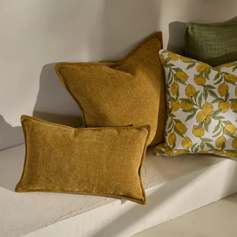 Theo Ochre Cushion 30x50cm-Soft Furnishings-Madras Link-The Bay Room