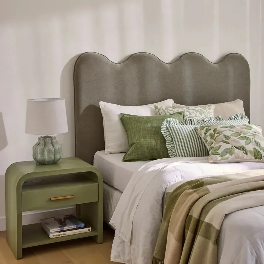 Tide Sage Green Bedhead Queen 173x10.5x135cm-Soft Furnishings-Madras Link-The Bay Room
