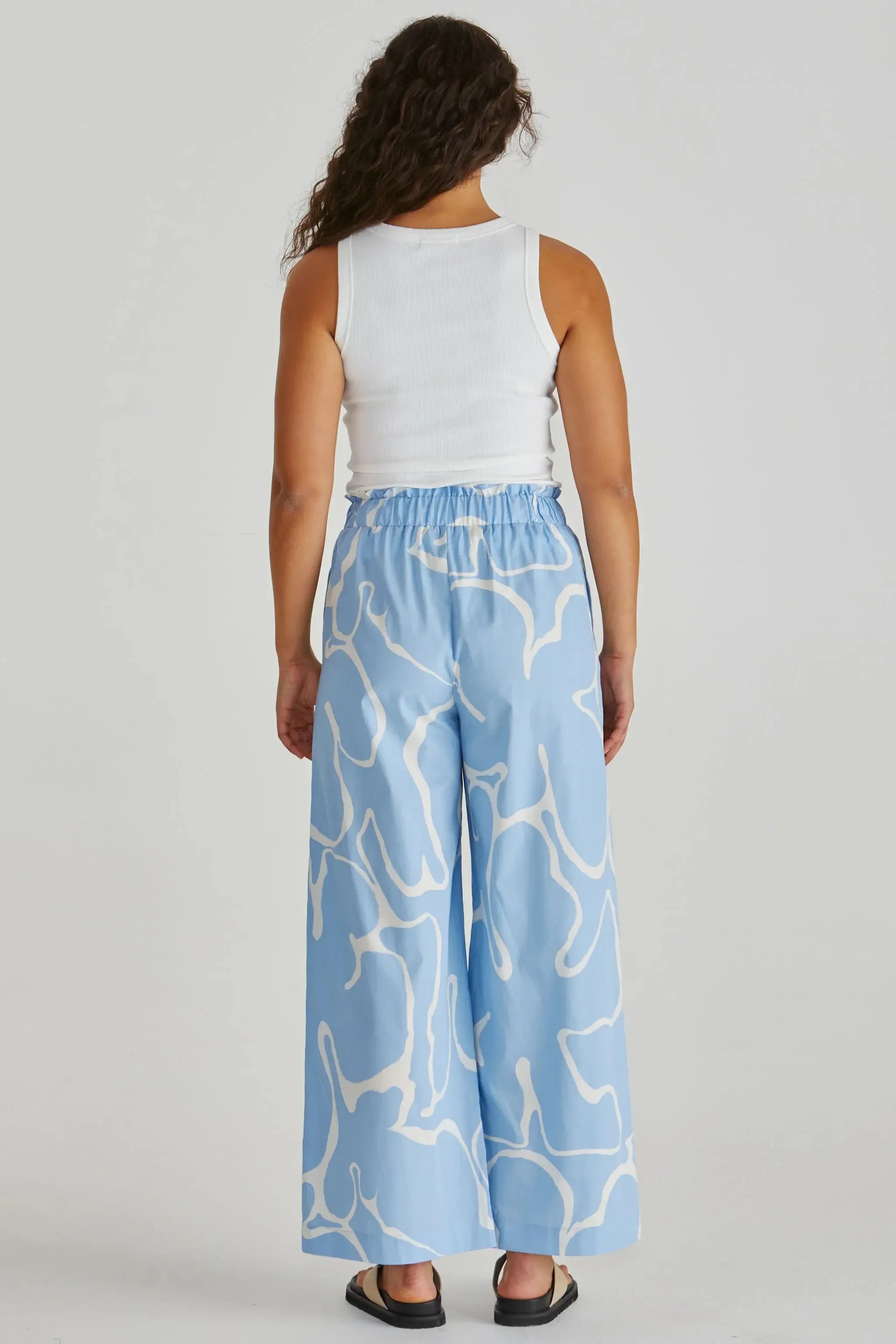 Tilda Pant - Abstract Daisy Blue-Pants-SASS-The Bay Room