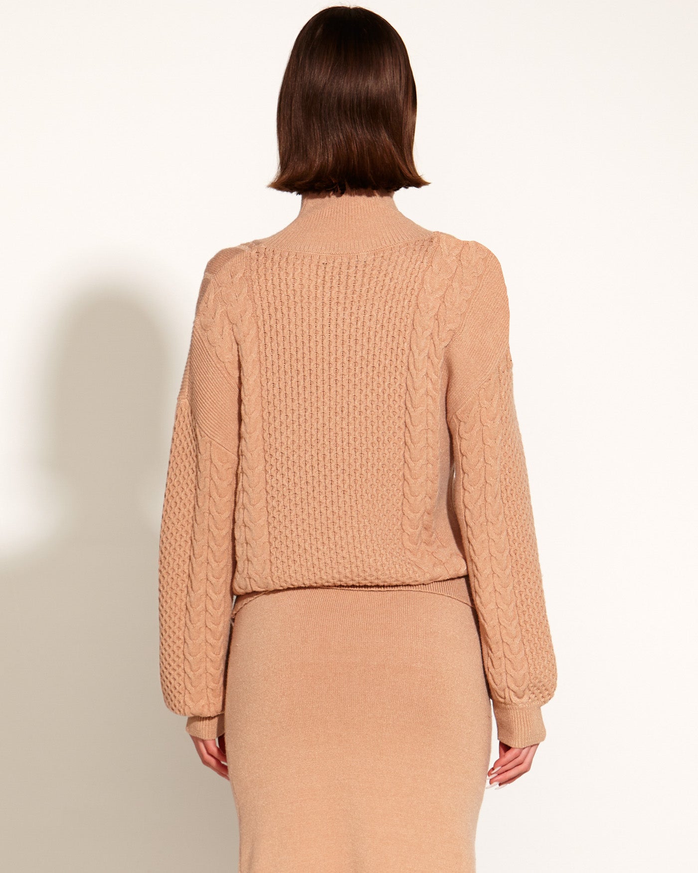 Treasure Turtleneck Cable Knit - Tan-Knitwear & Jumpers-Fate + Becker-The Bay Room