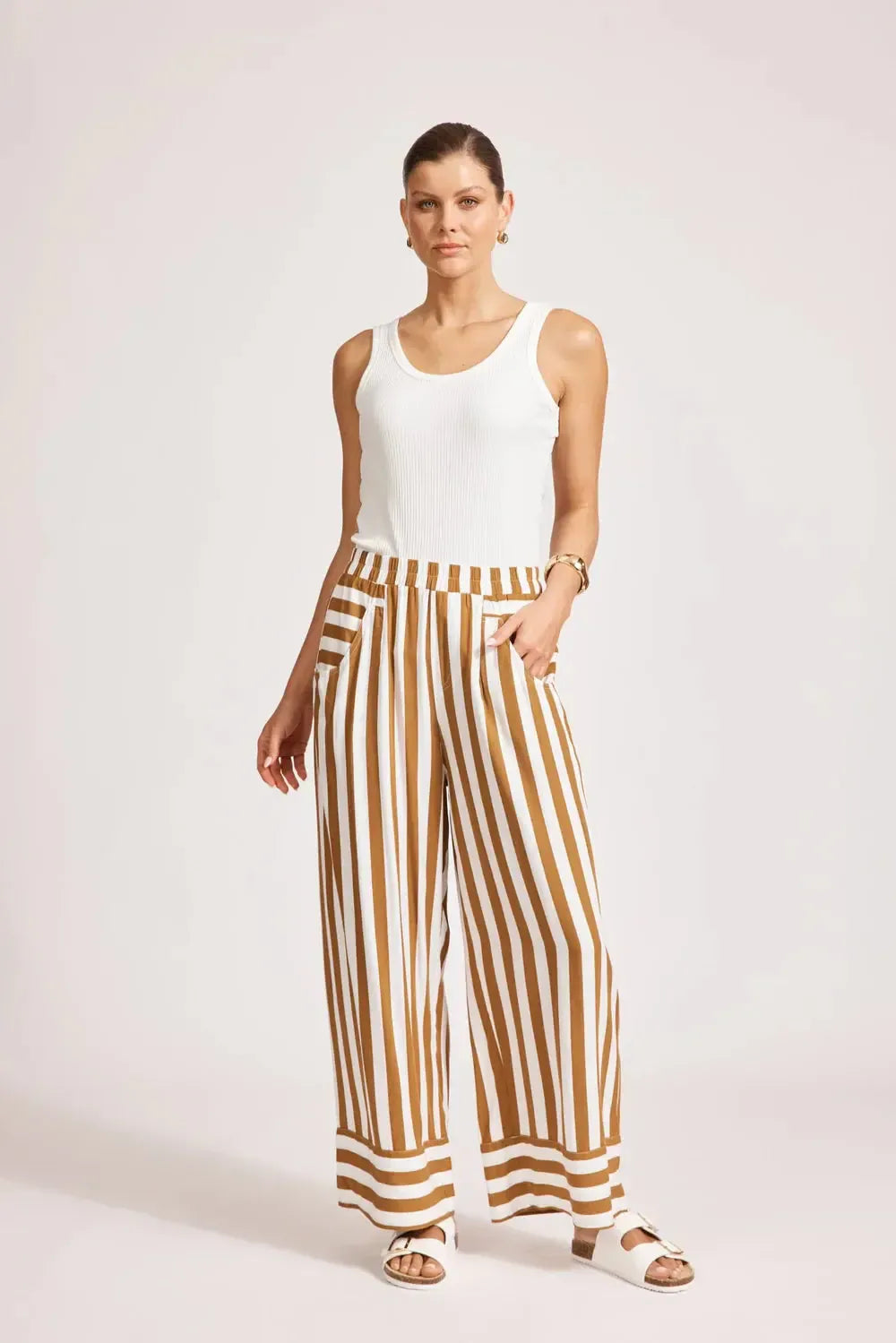 Treville Stripe Pant - Caramel-Eb & Ive-The Bay Room