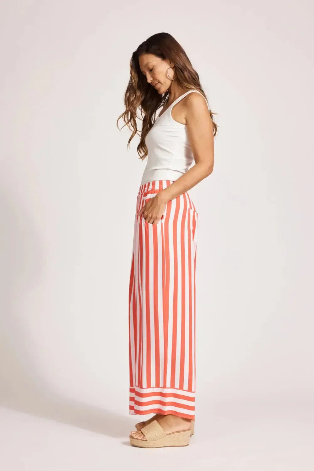 Treville Stripe Pant - Coral-Eb & Ive-The Bay Room