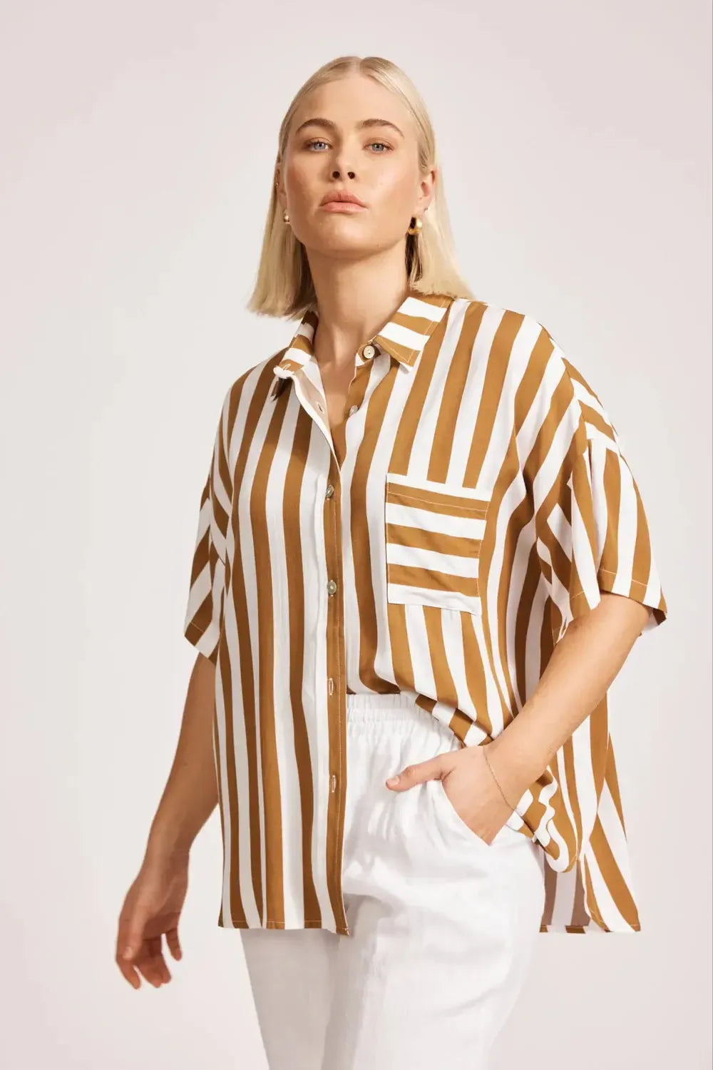 Treville Stripe Shirt - Caramel-Eb & Ive-The Bay Room