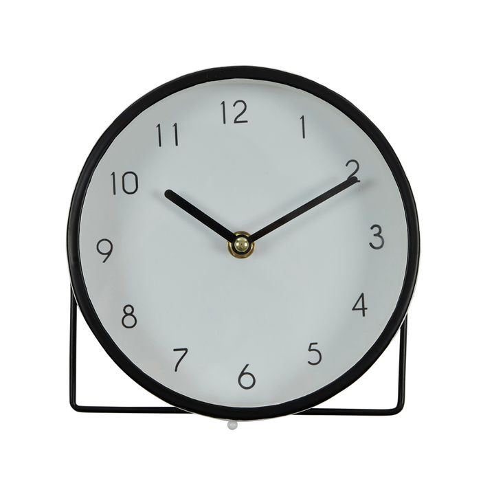 Trina Metal Desk Clock 17cm Black/White-Decor Items-Coast To Coast Home-The Bay Room