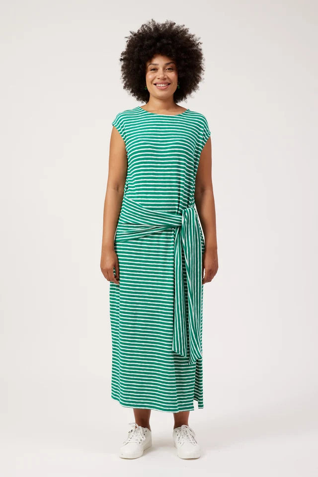Tropea Stripe Tie Dress - Green-Dresses-Haven-The Bay Room