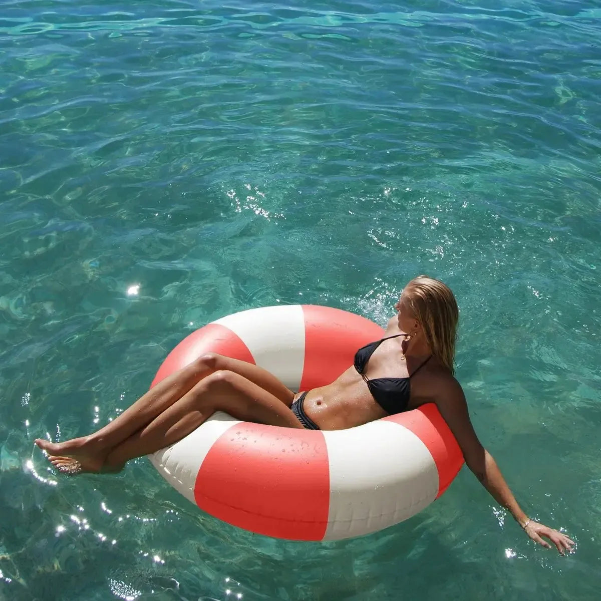 Tube Pool Ring Tomato Red Stripe-Travel & Outdoors-Sunny Life-The Bay Room