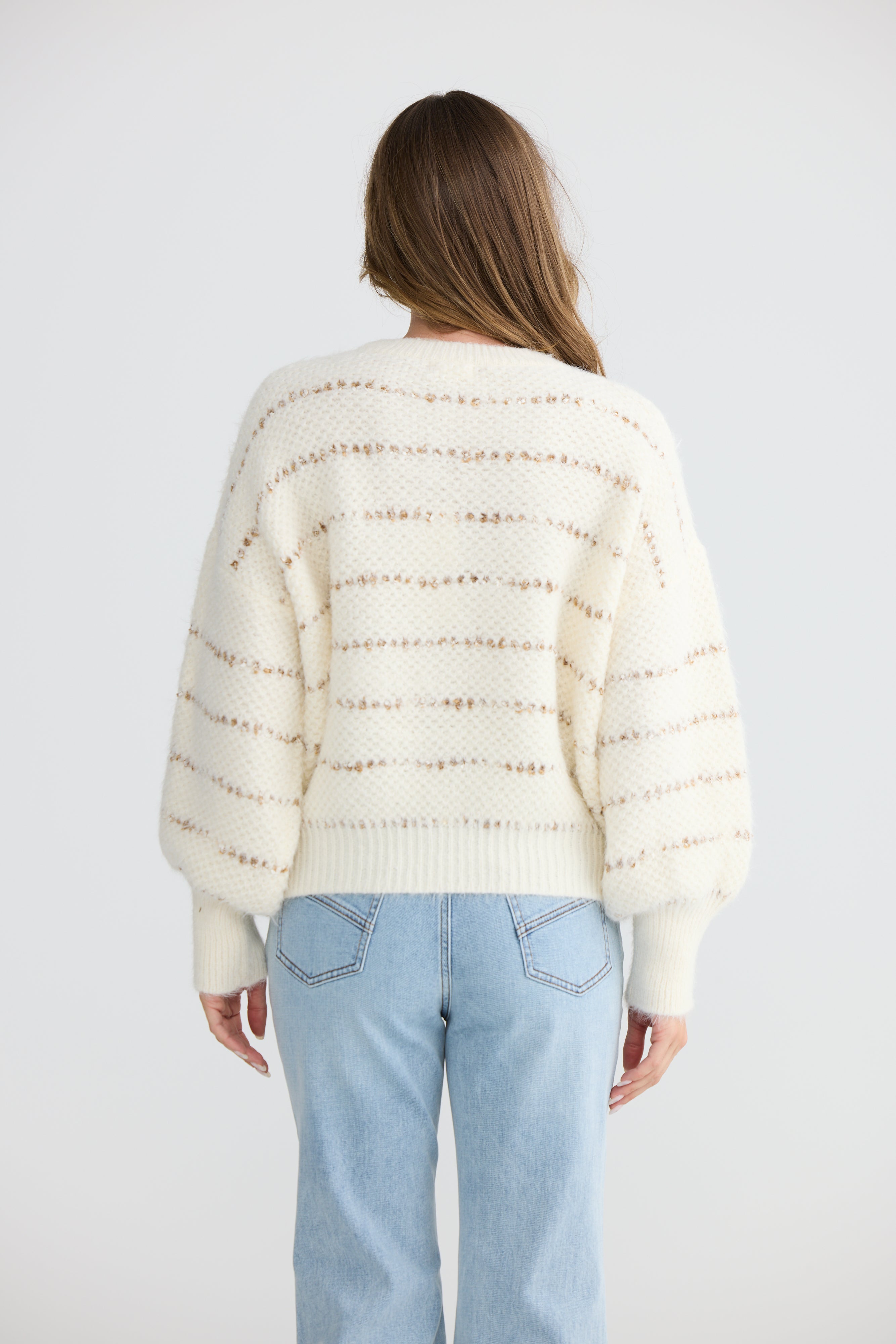 Tula Knit - Off White Stripe-Knitwear & Jumpers-Talisman-The Bay Room
