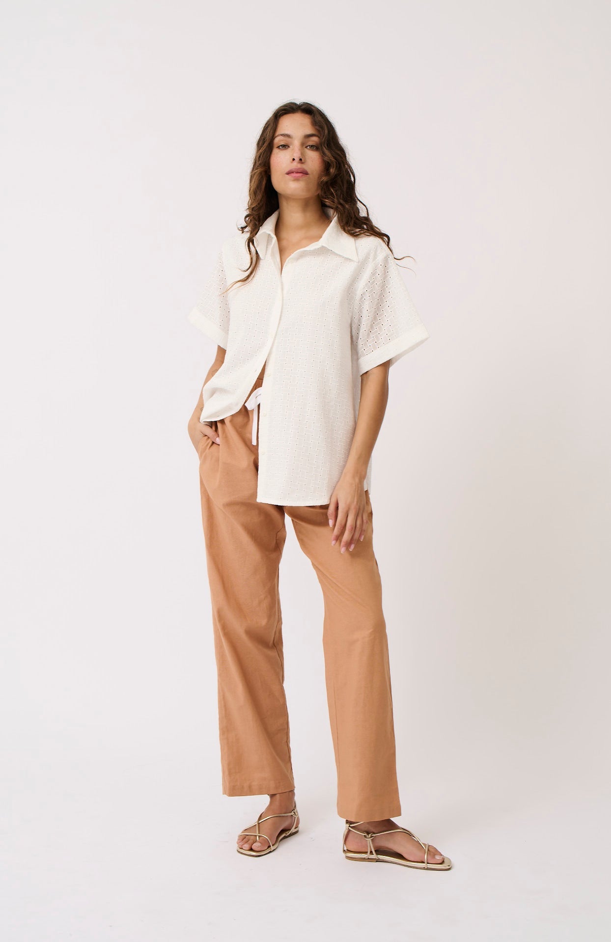 Tully Shirt - White Broderie-Tops-Cartel & Willow-The Bay Room