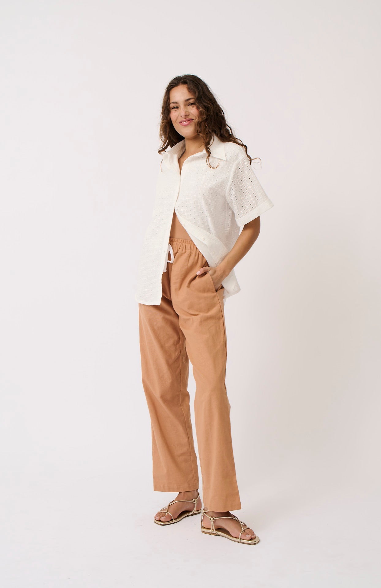 Tully Shirt - White Broderie-Tops-Cartel & Willow-The Bay Room