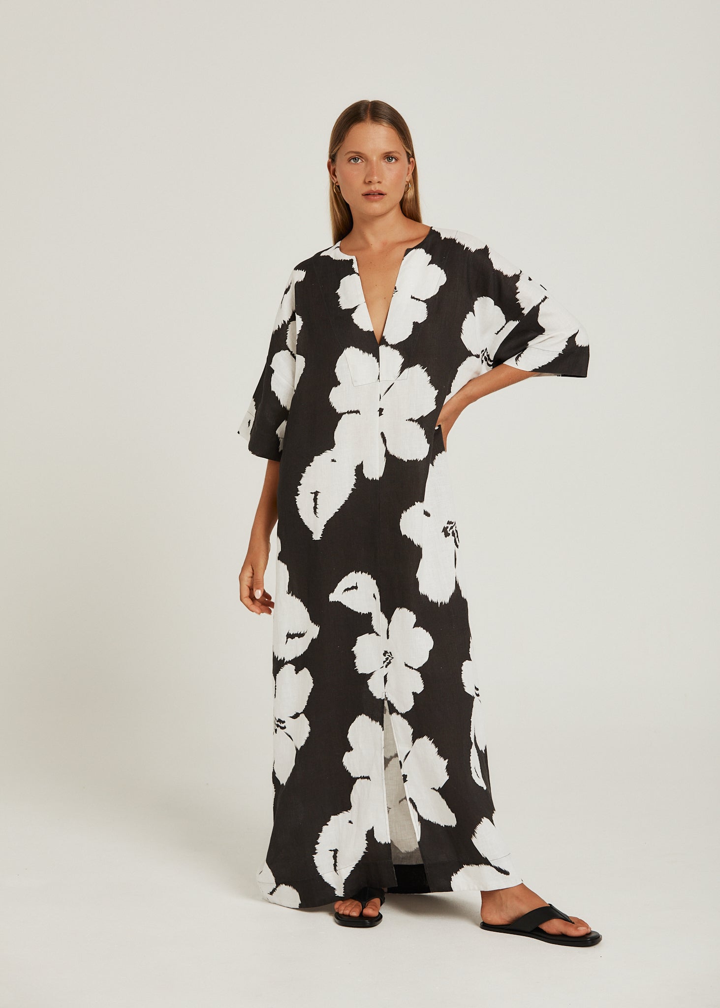 Tulum Maxi Dress - Charcoal Bloom-Dresses-Pippa Ridley-The Bay Room