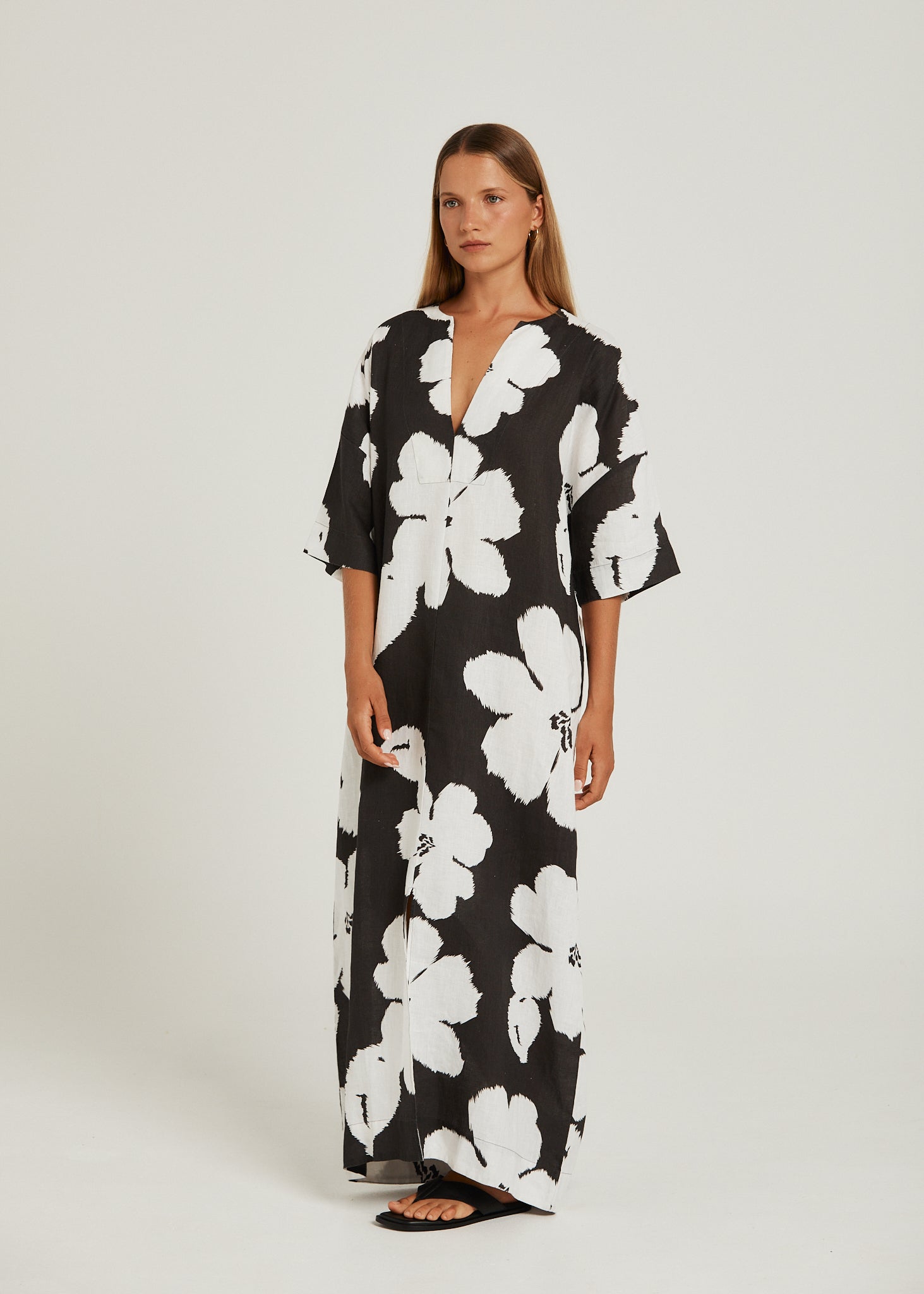 Tulum Maxi Dress - Charcoal Bloom-Dresses-Pippa Ridley-The Bay Room