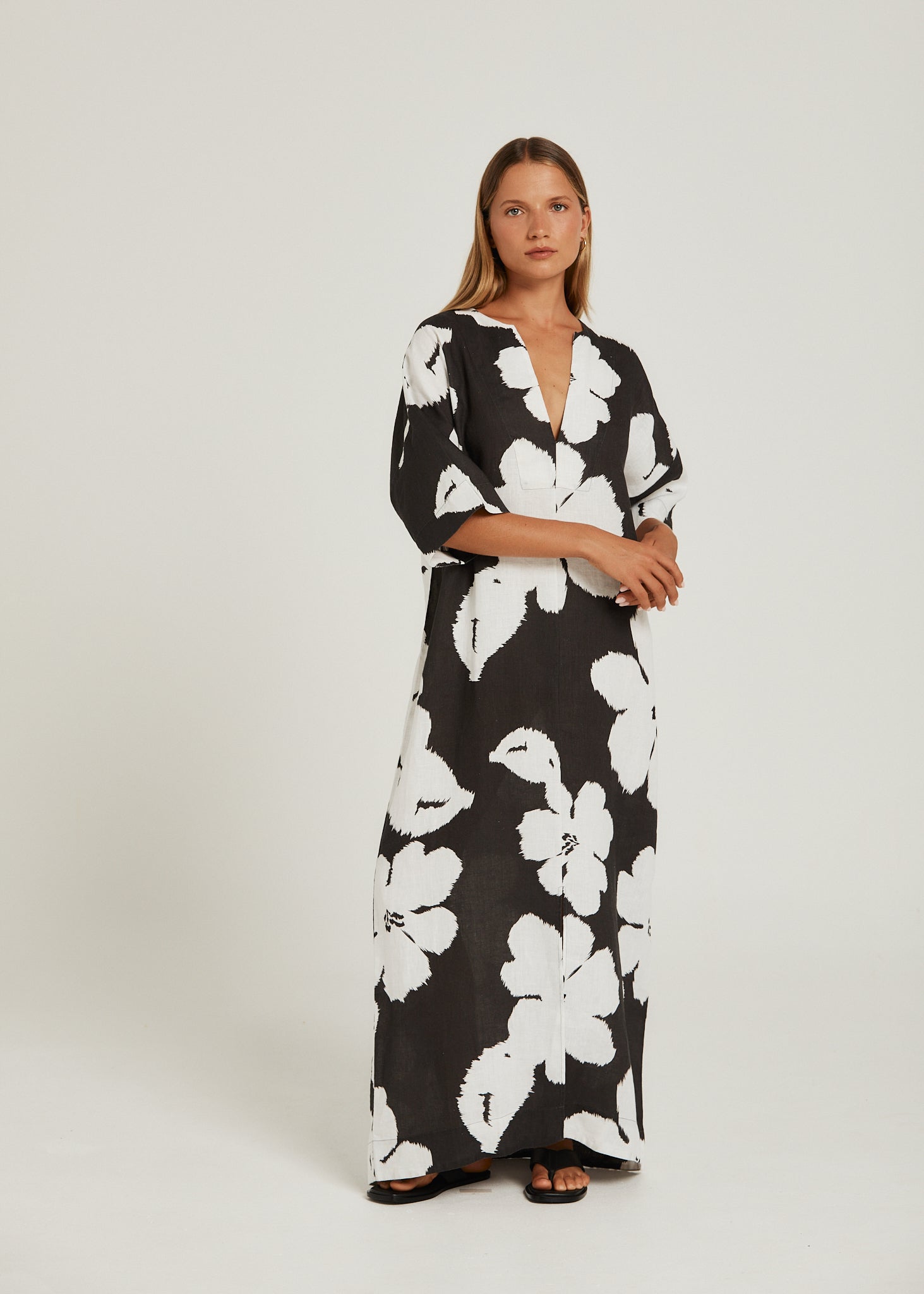 Tulum Maxi Dress - Charcoal Bloom-Dresses-Pippa Ridley-The Bay Room