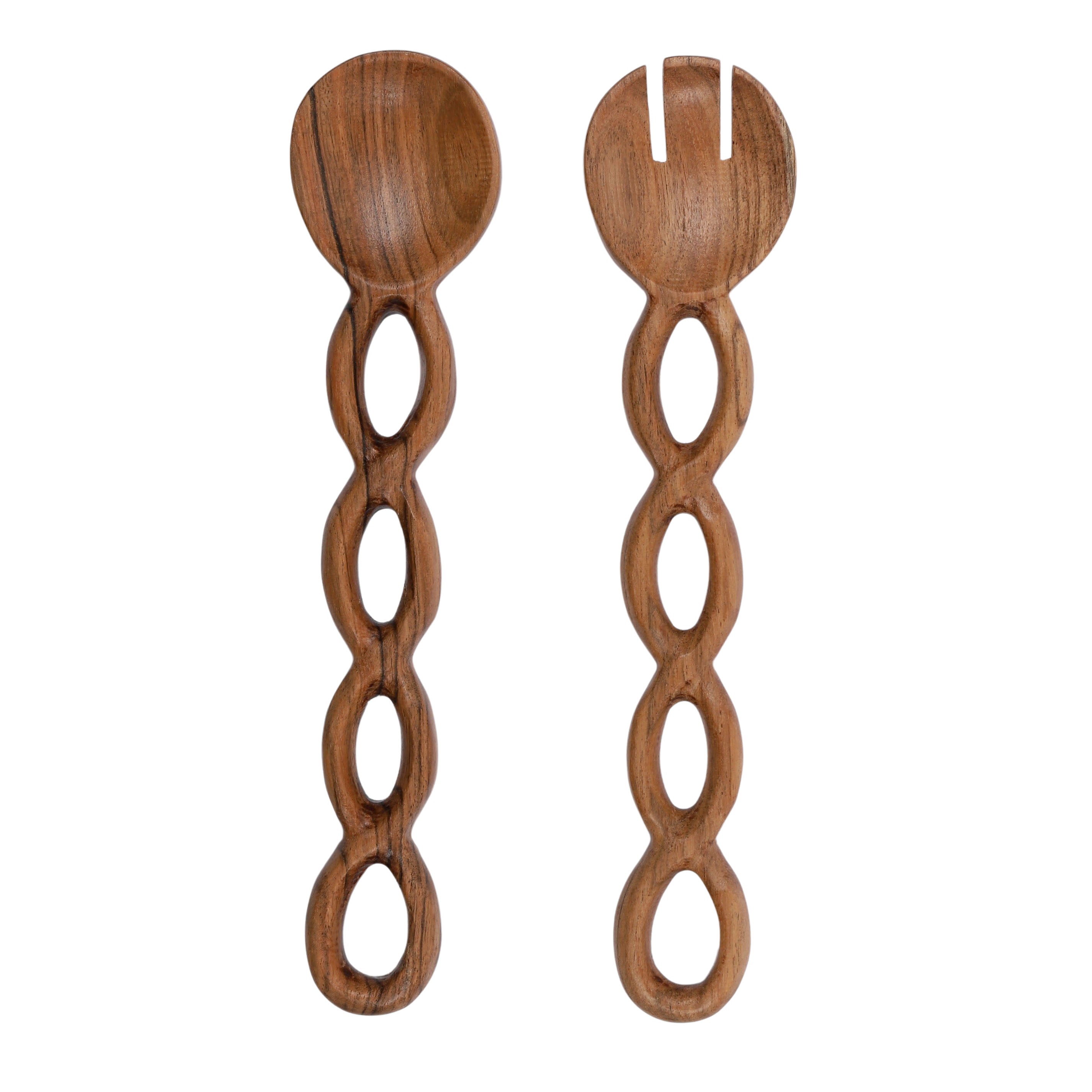 Twist Set/2 Wood Salad Servers-Dining & Entertaining-Coast To Coast Home-The Bay Room